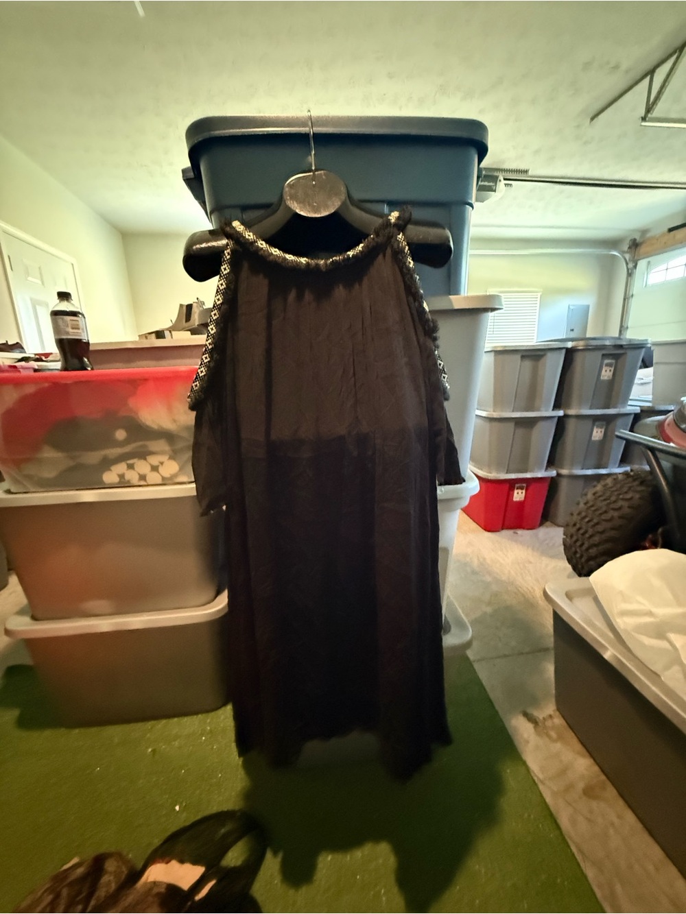 Black Beaded Cold-Shoulder Dressp27